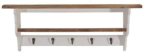 Landhaus Vintage Look Möbel weiß Regal Wandregal Aufbewahrung (Wandgarderobe Gustav, 5 Haken, 70cm)
