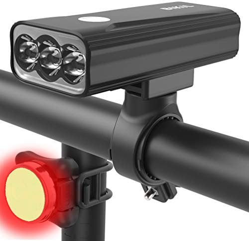 BIKIL luz Bicicleta 6400mAh luz Delantera Bicicleta Recargable USB C Luces Bicicleta Delantera y Trasera LED Impermeable Linterna Potente 2400 Lúmenes para Ciclismo Carretera y Montaña para la Noche