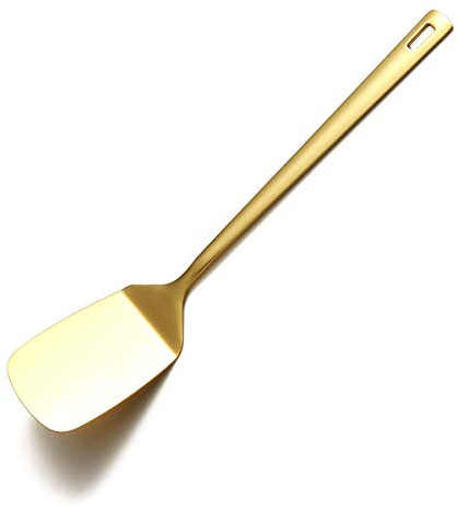 Berglander Gold Spatulas, Solid Turner Titanium Gold Plating, Barbecue Metal Spatulas Turner for Cooking, Kitchen, Dishwasher Safe, Easy to Clean