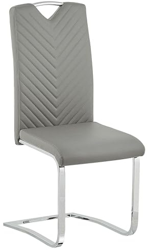 Beliani Moderner Freischwinger Stuhl 2er Set in Grau aus Kunstleder mit Griff Picknes