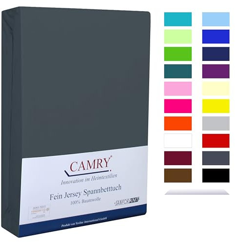 Camry Spannbettlaken 120x200cm - 130x200cm Anthrazit Baumwolle Bettlaken Jersey Spannbetttuch Oeko-Tex 100