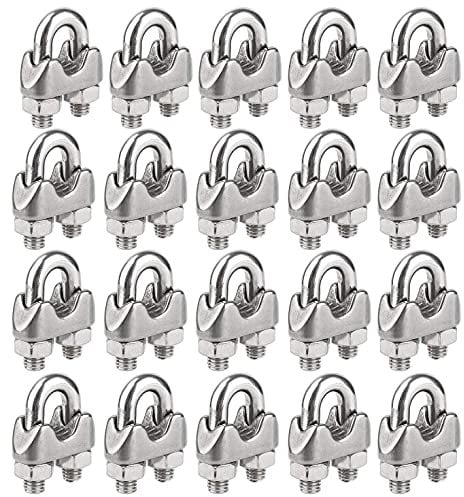 KAHEIGN 20Pcs Drahtseilklemme 5mm Edelstahl M5 Bügelseilklemme, Bügelklemme Edelstahl U-Bolzen Bügelform Sattelbefestigungsklemme für Stahlkabel Stahldraht Stahlseil (Ø 5mm)