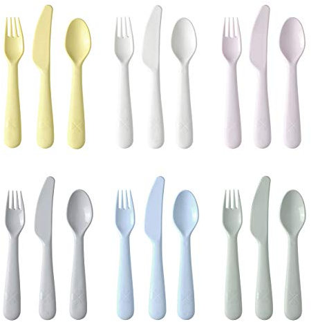 IKEA Kalas Besteck-Set für Babys/Kleinkinder, 18-teilig, Pastellfarben, mehrfarbig, BPA-frei