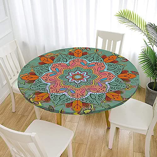FANSU Runde Tischdecke Garten Abwaschbar, 3D Motiv Serie Polyester Fleckschutz Tischdecken Größe wählbar für Gartentisch, Outdoor in Kiche, Haushalt & Wohnen (Ethnischer Stil,150cm)