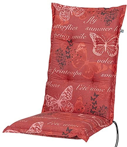 Kettler Polen KETTtex 2386 Auflage Hochlehner Bali rot Schmetterlinge 120x49x8 cm Sitzpolster