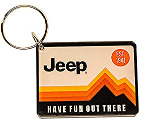 Jeep Porte-clés en acrylique « Have Fun Out There » - Durable - 4,4 x 5,7 cm - Pour les amateurs d'accessoires - Fabriqué aux États-Unis