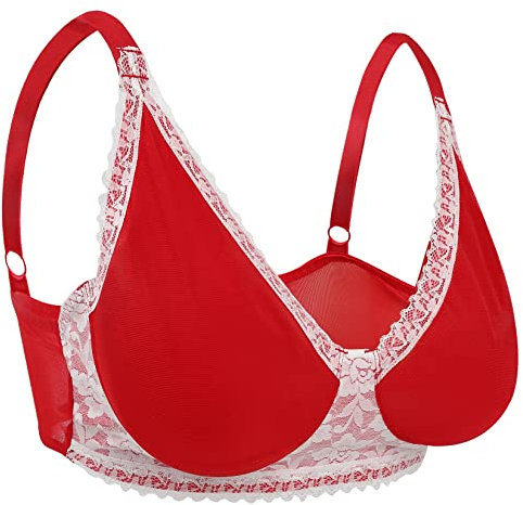 Vollence Durchsichtiger Mastektomie BH - Prothesen Pocket Brust Taschen für Silikon Brustformen, Silikonbrüste, Brustform, Gefälschte Falsche Brüste - Für Transvestiten und Crossdressers