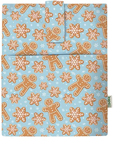 Sacchetto per libri copertina per libri in brossura, tessuto lavabile, impermeabile, protezione per libro, custodia protettiva per tablet per adulti, idea regalo di Natale, donna uomo, Gingerbread,