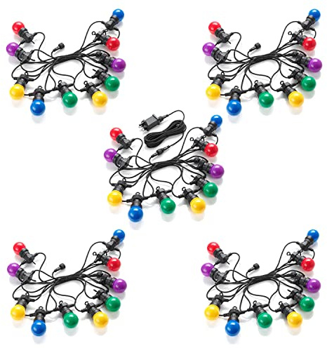 Auraglow Coloured LED Bulb Festoon String Light Set (25m of 50 Lights, 1 Plug & 5m Cable)