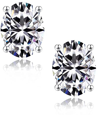 SMILEST Boucles d'oreilles ovales en moissanite pour femme, 1-4 carats, couleur D, pureté VVS1, boucles d'oreilles en diamant créé en laboratoire, 18 carats, blanc et jaune, rose ruthénium, vermeil
