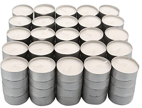 Set de 100 Velas de Té Sin Aroma - Velas Decorativas Blancas, Larga Duración 4,5H, 100% Parafina, Ø38mm, Perfectas para Hostelería y Decoración del Hogar