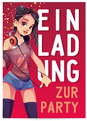 Magicat Premium Einladungskarten Kindergeburtstag I 6 Stück I Coole Einladungskarte zur Party, Geburtstag, Halloween, Karneval I für Mädchen I Teenager I Jugendliche I 350 gsm I A6 Format