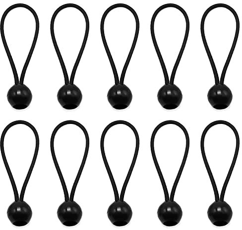 10 x Tarpaulin Bungees Balls Tarp Bungee Cord for Banner, Tarpaulins, Pavilions, Tents, Tent Bungee Hooks, Tarpaulin Holder, Flag Poles (Black, 6 inches)