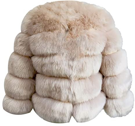 ZhuiKun Women's Faux Fur Coat Short Artificial Fur Overcoat Solid Thick Outerwear Shaggy Parka Cardigan Jacket - Style 18, S