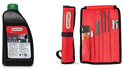Oregon Kit Di Affilatura Universale Per Motosega, Include Lime Tonde Da 5/32 Pollici, Rosso Nero, 5.08 x 27.43 x 5.08 cm; 380 grammi & Olio Biologico per la Catena della Motosega