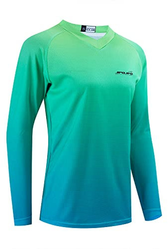 Hotlion Damen-Fahrradtrikot, MTB-T-Shirt, langärmelig, Mountainbike, Motorrad, Outdoor-Fahrradbekleidung, Pure Green, X-Groß
