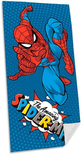 Kids Euroswan - Handtuch aus Baumwolle, 70 x 140 cm, Spiderman, Mehrfarbig (SPM-D37A)
