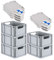 PROREGAL SuperSparSet 5x Eurobox NextGen Economy mit Scharnierdeckel & blauen Verschlüssen | Griffe offen | HxBxT 22x30x40cm | 20 Liter | Eurobehälter Transportbox Transportbehälter Stapelbehälter