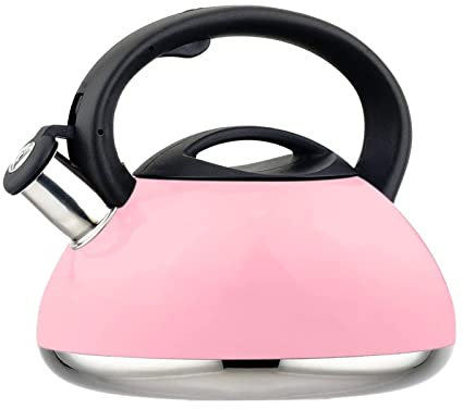 Tea kettle, Small Pink Tea Kettle, Whistling Teapot for Stovetop, Stainless Steel Tea Pot with Whistle - 2.5L, Pink (Color : Pink, Size : 2.5l)