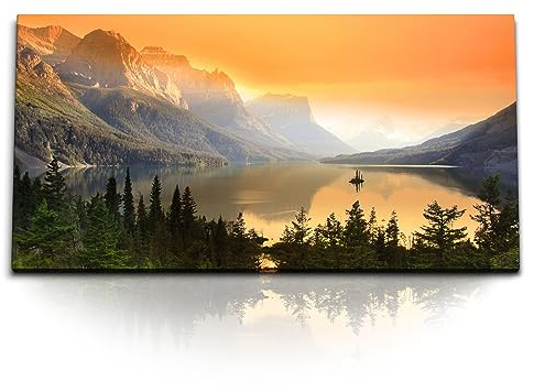 Paul Sinus Kunstdruck Bilder 120x60cm Insel St. Mary Lake Glacier National Park Montana USA