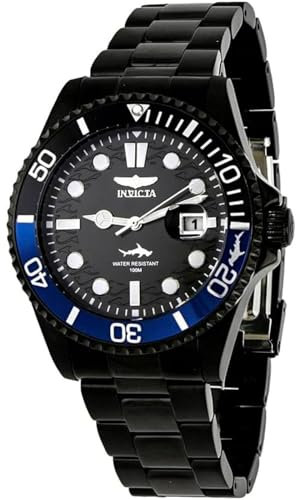 Invicta Pro Diver 44713 Herren Uhr - Wasserdicht - Analog - Quarzuhrwerk - Edelstahl mit schwarzen zifferblat - 43mm