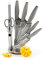 Excelsa Country Rock Ceppo Coltelli 8 Pezzi, Manico Grigio, Lama Effetto Pietra, Acciaio INOX