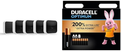 BlinkIndoor|Wireless,HDsecuritycamerawithtwo-yearbatterylife,motiondetection,two-wayaudio,Alexaenabled,BlinkSubscriptionPlanFreeTrial|4-CameraSystem + Duracell Optimum AA Batteries (8 pack) - Alkaline