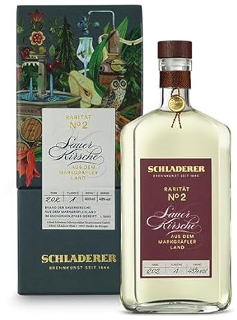Schladerer Rarität No. 2 Sauerkirsch Edelbrand (43% vol) - ein Klassiker aus dem Markgräflerland, premium Handarbeit in exklusiver Geschenkpackung - RAR. HOCHWERTIG. WERTVOLL. (1 x 0.5l)