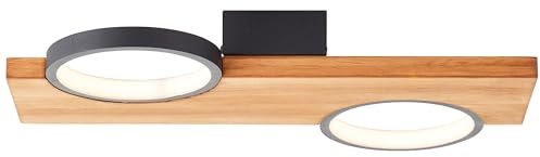 Brilliant Lampe Cheesy LED Deckenleuchte 40x25cm matt schwarz/holz braun 14 W LED integriert