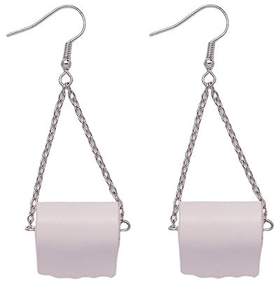Generic Earrings for Girls Simulation Toilet Roll Paper Earrings Toilet Paper Toilet Toilet Paper Earrings Jewelry Rose Hoops (White, One Size), ENz68WeMd