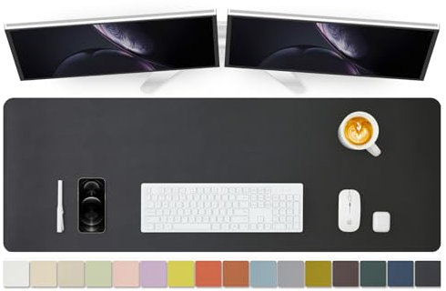 Große Schreibtischunterlage, 120 x 43 cm, rutschfeste PU-Schreibtischunterlage für Büro und Zuhause, ideal für große Mauspads und Schreibtischunterlagen auf dem Schreibtisch (schwarz)