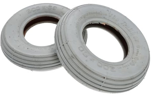 UK-Motors 2X Reifen Luftreifen für Rollstuhl 200x50 VRB013 8x2 90/30 4PR Satz Rollstuhlreifen grau