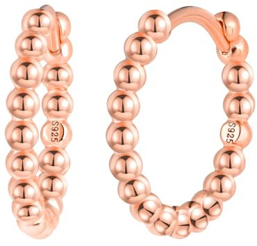MICYUMI Orecchini a cerchio in argento Sterling S925, diametro 14 mm, design semplice, Argento, Oro rosa