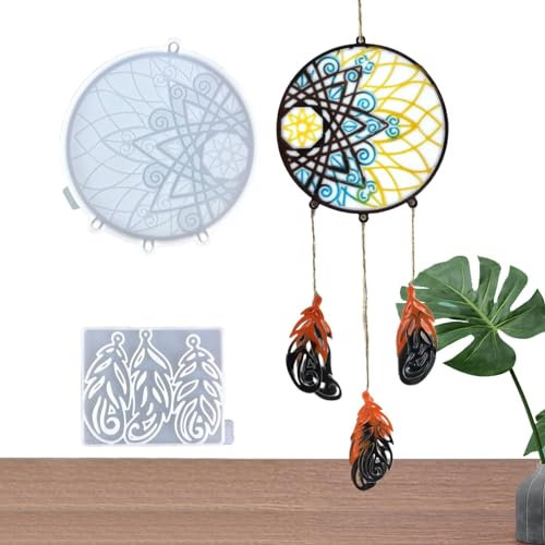 Dreamcatcher Harz Form Kit, Dream Catcher 3D Feder Form aus Silikon | Raum Harz Art Dekorationen Crafting Form Kit für Wohnzimmer, Studie