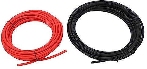 Mumusuki 2 Pcs Solar Panel Wire Black Solar Panel Wire, Solar Extension Cable Red Tinned Copper Wire PV Wire Solar Panel Extension Cable (6mm² 50m)