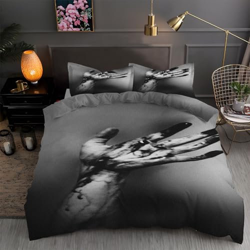 LLSZAHD BettwäSche 155x220 Blutige HäNde, Furcht Bettbezug 155x220 3 Teilig mit ReißVerschluss Weich und BüGelfrei BettwäSche-Sets - WendebettwäSche mit 2 Kissenbezug 80x80