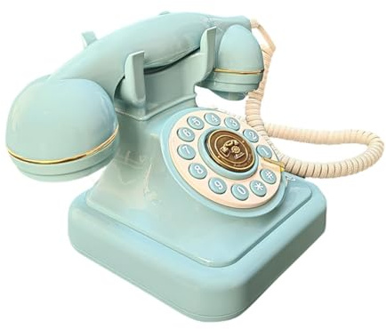Almencla Audio Gästebuch Telefon Tischtelefon Retro Nachrichtenspeicher Festnetzaufnahmegerät für Hochzeit Zuhause Jubiläum Party, Blau