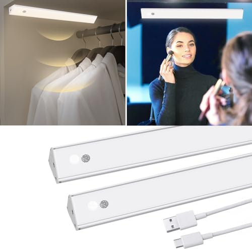 HOTUT Unterbauleuchte Küche LED, 30cm Dimmbare Led Lichtleiste mit Berührungslosem Sensor, Kleiderschrank Beleuchtung, USB Wiederaufladbar schrankleuchte für Werkbänke, Schreibtische und Vitrinen
