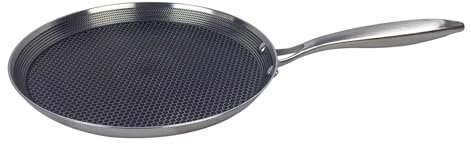 4BIG.fun Poêle à crêpes en acier inoxydable - Diamètre : 24 cm - Pour plaques à induction - Structure en nid d'abeille