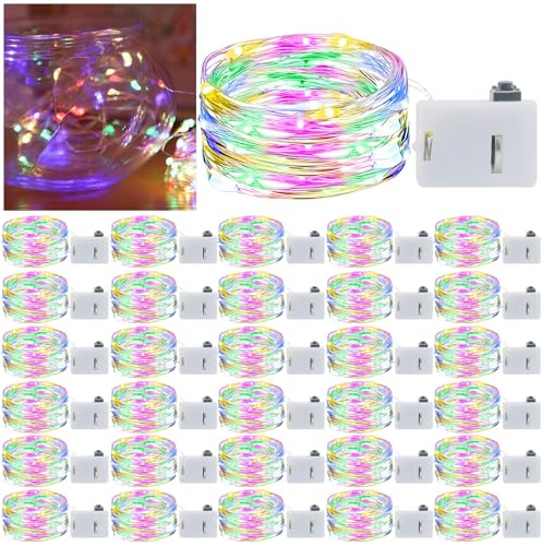 WIYETY 30 Stück LED Lichterkette: 2M Mini Lichterketten Batteriebetrieben, Wasserdichte Kupfer Drahtlichterkette für Party Weihnachten Halloweent Hochzeit Weihnachten Deko (Bunt)