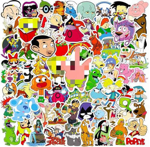 Cartoon Klassische Anime Aufkleber Set,100 Stück Wasserdicht Aufkleber für Laptop Wasserflaschen Scrapbook Computer Gepäck Fahrrad Skateboard,Cute Animation Sticker für Teens Kinder Erwachsene