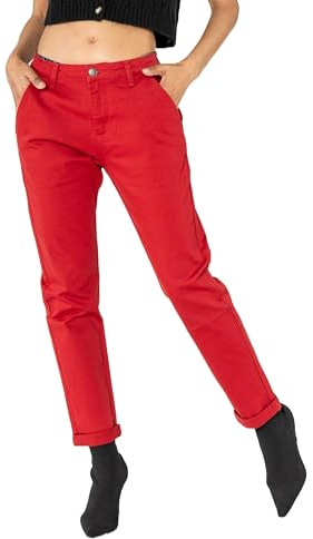 Nina Carter J250 Pantalon Chino pour Femme Confortable Taille Haute Coupe ajustée en Coton Stretch Élégant