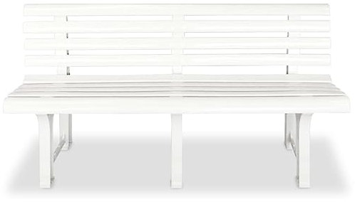 HETFTJN Balkonbank Kleiner Balkon Sitzbank Esszimmer Sitzbank Flur Garderobenbank - Gartenbank 145,5 cm Kunststoff Weiß für Park Terrassen Draussen Garten