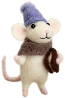 rujjftsy DIY Felt Mouse Christmas, Needle Felting Kit for Beginners, Unfinished Felted Mouse Christmas Decorations, DIY Your Own Wool Felt Mouse for Christmas Desktop Christmas Decoration