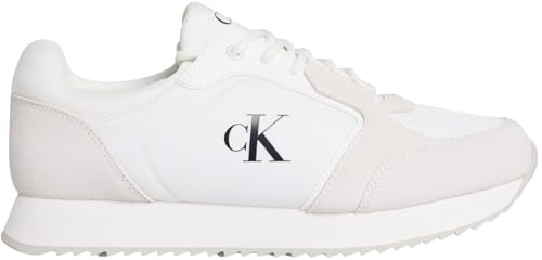 Calvin Klein Runner Sneaker Mujer Laceup Sock Calzado Deportivo, Blanco (Bright White/Black), 39