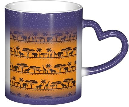YQTGBCED Animali africani stampa creativa cambiamento di colore tazza,Tazze di caffè sensibili al calore,Tazza magica personalizzata con design unico