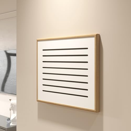 Stromkasten Verkleidung Abnehmbare Abdeckung für Stromzählerkasten, Schutzabdeckung für Sicherungskasten mit Holzlamellen, Wandbehang mit Kunstwerken zur Sicherungskastenabdeckung, für WLAN-Router(Whi