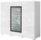 Mirjan24 Kommode Doppo 120 mit 3 Türen, Sideboard, Anrichte, 120x104x40 cm, Highboard, Mehrzweckschrank, Wohnzimmer (Weiß/Weiß Hochglanz, mit LED Beleuchtung)