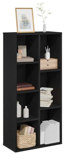 vidaXL Bücherregal 7 Ebenen 50 x 25 x 102 cm Schwarz Eichen-Optik | Schlanker, minimalistischer Stil passt zu jeder Einrichtung, Verfügt über 8 geräumige Fächer, Hergestellt aus Spanplatte