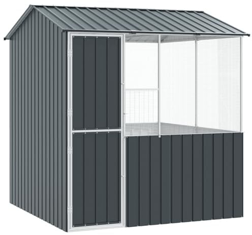 vidaXL Vogelkäfig 209 x 215 x 233 cm aus galvanisiertem Stahl, wetterfest und perfekt für Vögel. EIN sicherer Platz für Deine Haustiere im Garten oder auf der Terrasse.
